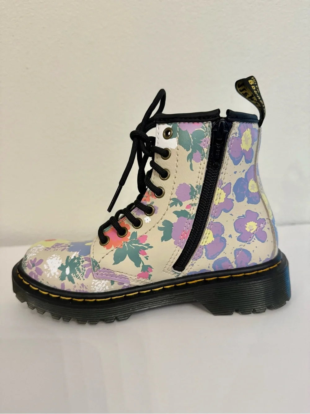 Dr. Martens 1460 Kids Floral Mash Up Leather Lace Boots